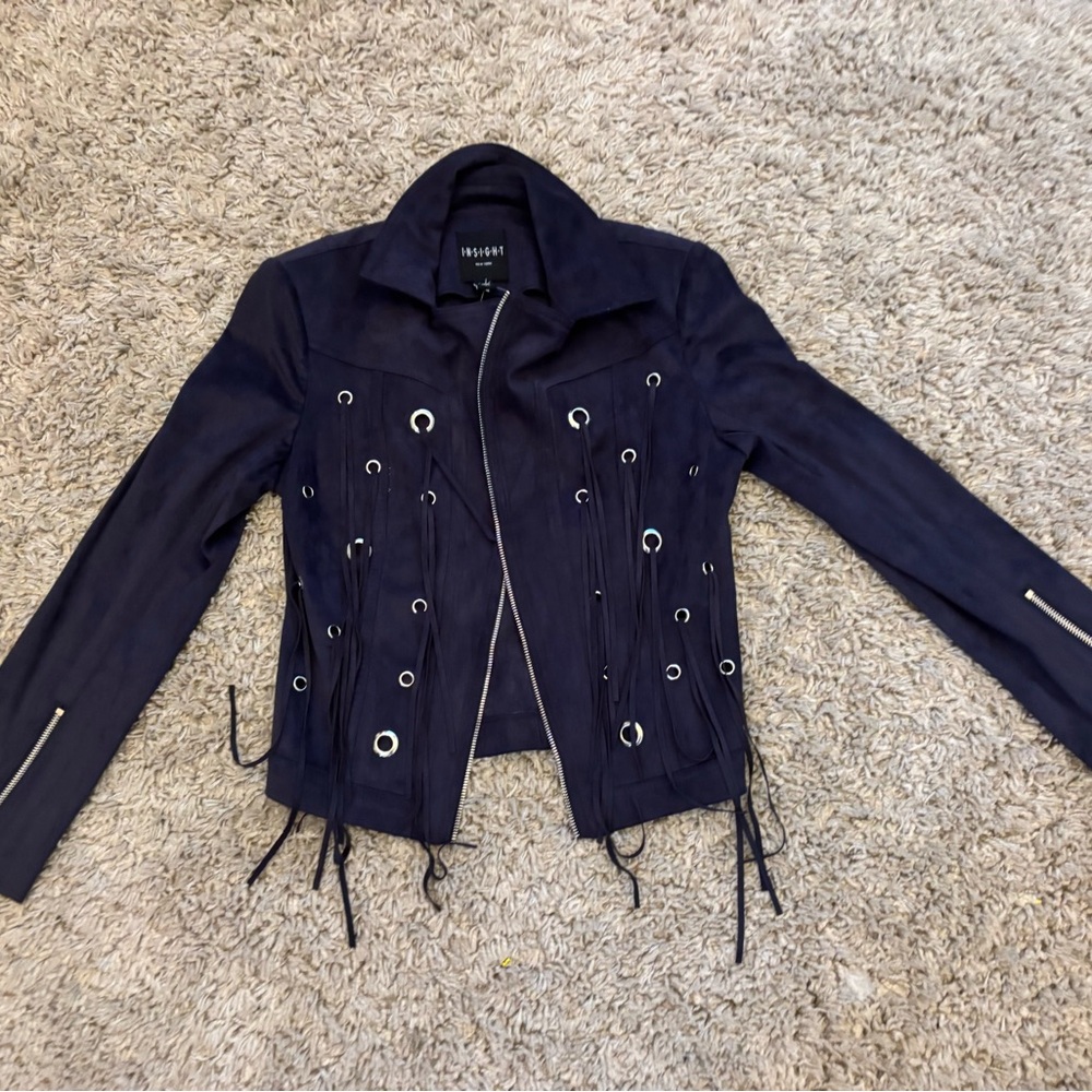 Insight Women's faux Leather Jacket in Deep Navy